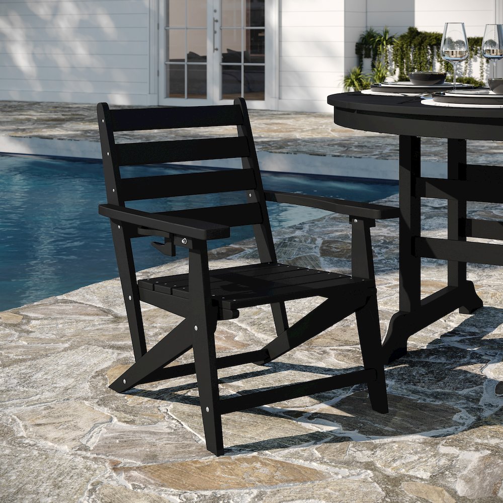 Contemporary 5 Piece Commercial Grade Adirondack Dining Set, Black