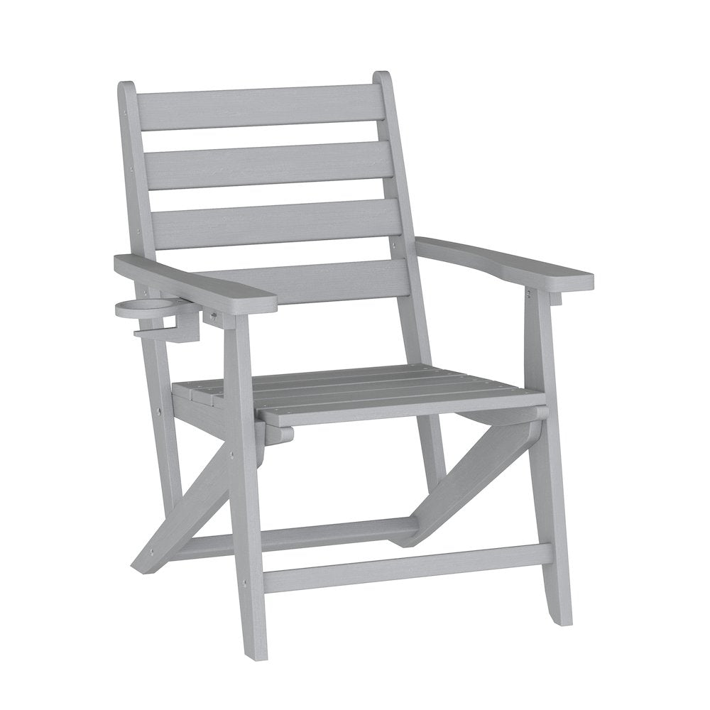 Contemporary 5 Piece Commercial Grade Adirondack Dining Set, Gray