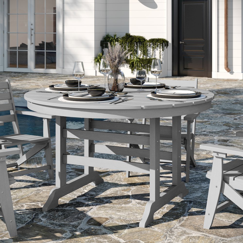 Contemporary 5 Piece Commercial Grade Adirondack Dining Set, Gray