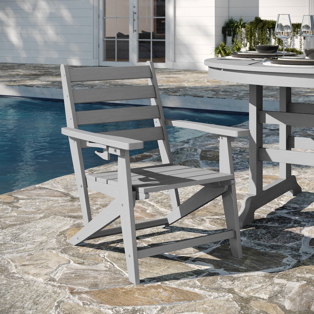 Contemporary 5 Piece Commercial Grade Adirondack Dining Set, Gray