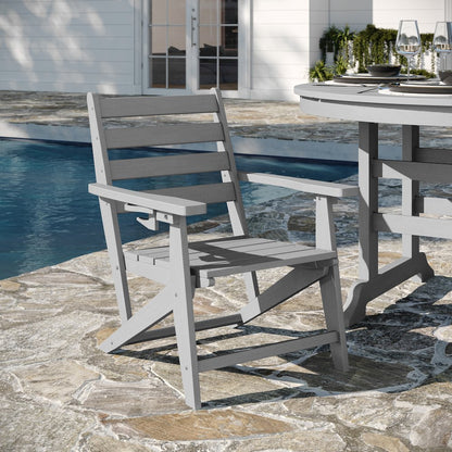 Contemporary 5 Piece Commercial Grade Adirondack Dining Set, Gray