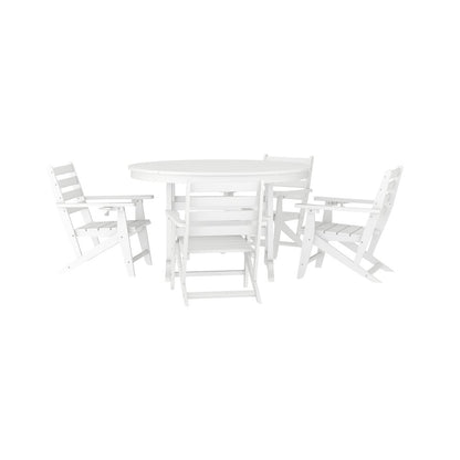 Contemporary 5 Piece Commercial Grade Adirondack Dining Set, White