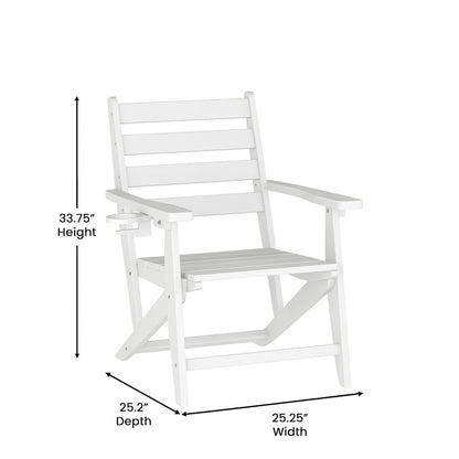 Contemporary 5 Piece Commercial Grade Adirondack Dining Set, White