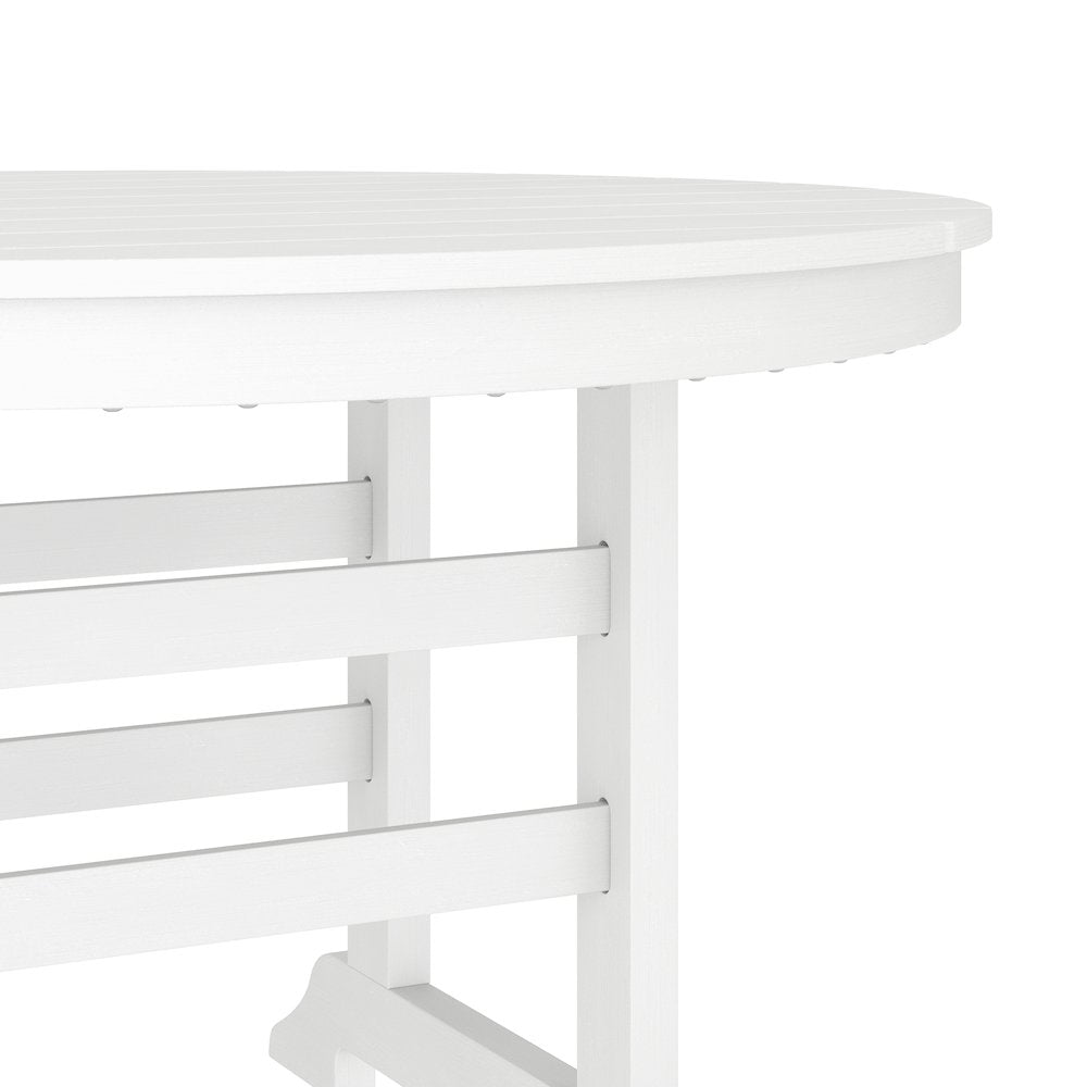 Contemporary 5 Piece Commercial Grade Adirondack Dining Set, White