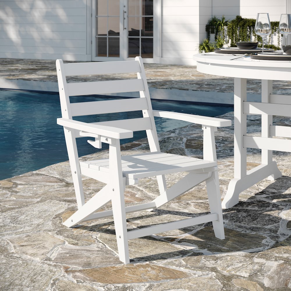 Contemporary 5 Piece Commercial Grade Adirondack Dining Set, White