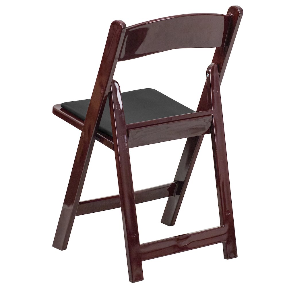 2 Pack HERCULES Series 1000 lb. Capacity Red Mahogany Resin Folding Chair with Black Vinyl Padded Seat