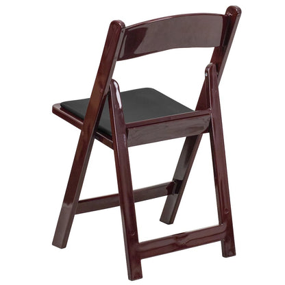 2 Pack HERCULES Series 1000 lb. Capacity Red Mahogany Resin Folding Chair with Black Vinyl Padded Seat