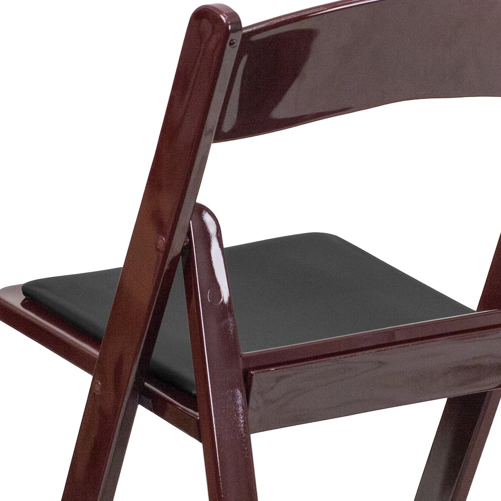 2 Pack HERCULES Series 1000 lb. Capacity Red Mahogany Resin Folding Chair with Black Vinyl Padded Seat