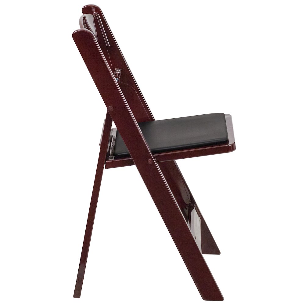 2 Pack HERCULES Series 1000 lb. Capacity Red Mahogany Resin Folding Chair with Black Vinyl Padded Seat