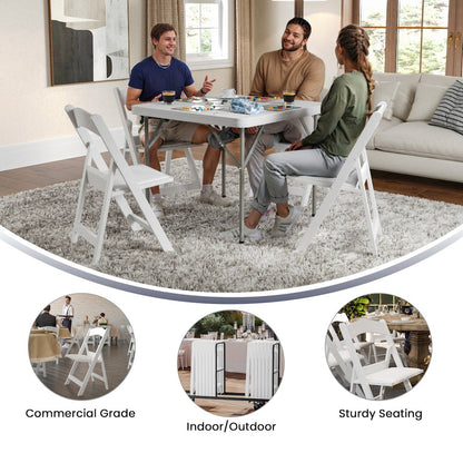 Folding Chair - White Resin - 2 Pack 800LB Weight Capacity