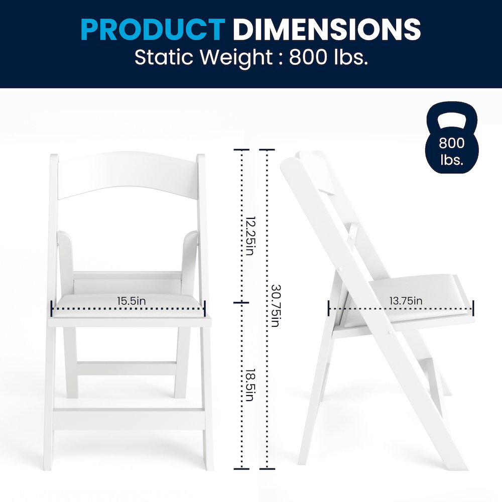 Folding Chair - White Resin – 1000LB Weight Capacity - Event Chair