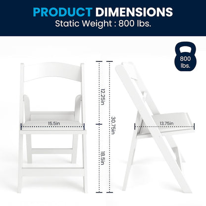 Folding Chair - White Resin – 1000LB Weight Capacity - Event Chair