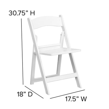 1000 lb. Capacity White Resin Folding Chair with Slatted Seat