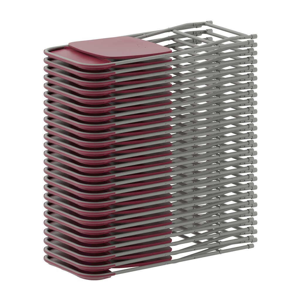 Set of 2 Commercial Grade Red Plastic Folding Chairs