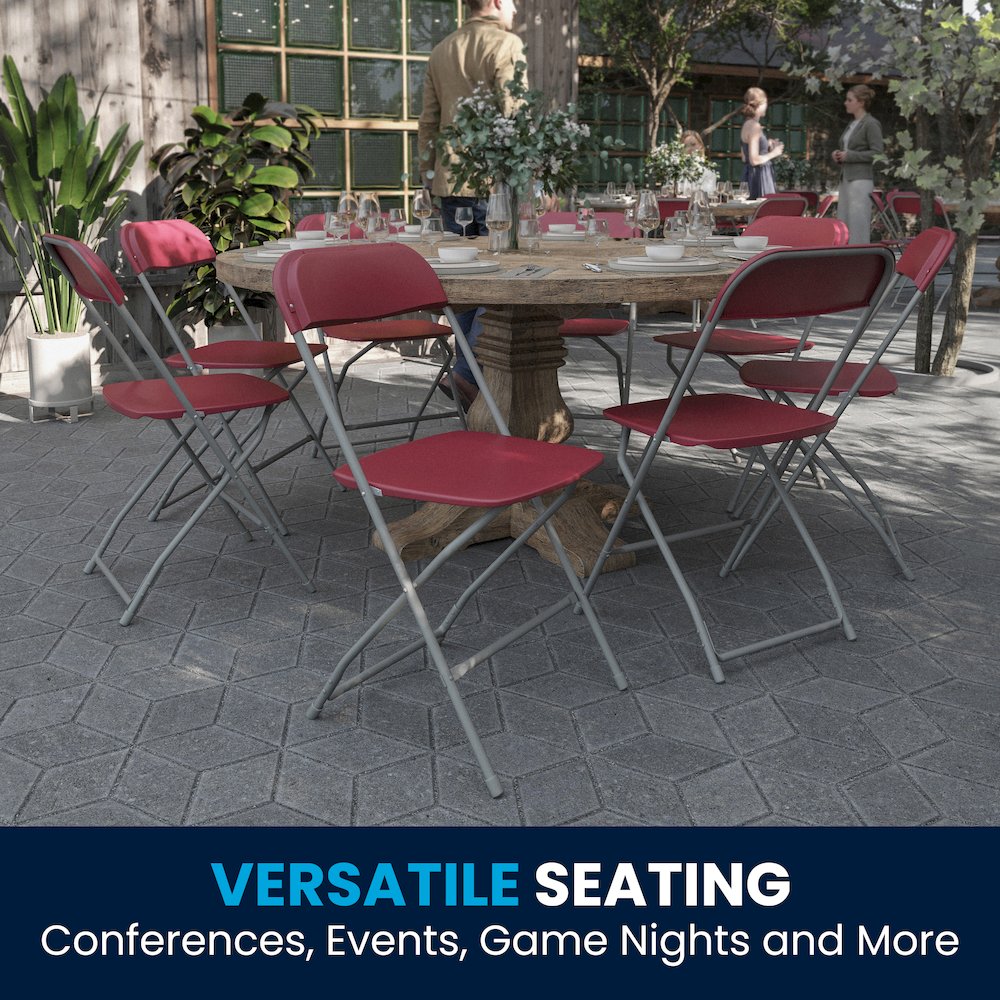 Set of 2 Commercial Grade Red Plastic Folding Chairs