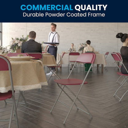Set of 2 Commercial Grade Red Plastic Folding Chairs