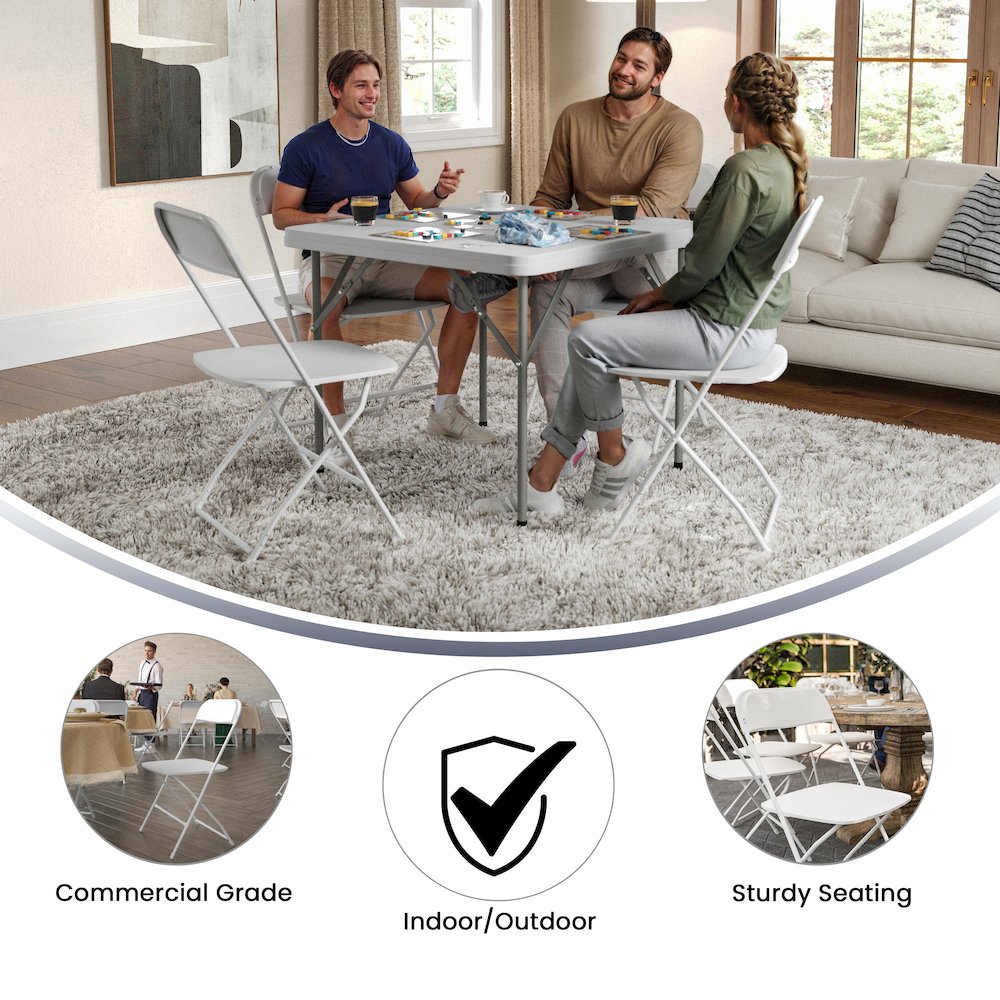 Multi-Use Versatile Commercial Big and Tall Folding Plastic Chairs - Set of 4