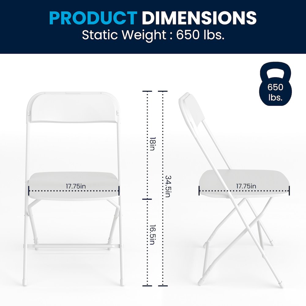Multi-Use Versatile Commercial Big and Tall Folding Plastic Chairs - Set of 4