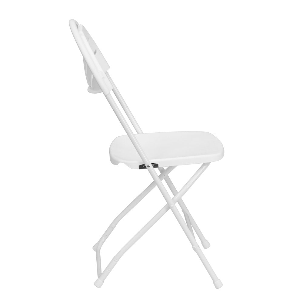 2 Pack 650 lb. Capacity White Plastic Fan Back Folding Chair