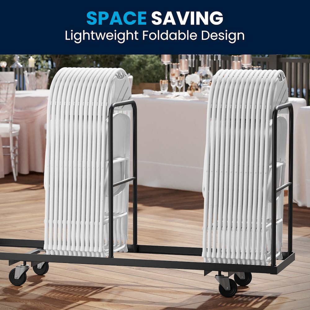 2 Pack 650 lb. Capacity White Plastic Fan Back Folding Chair