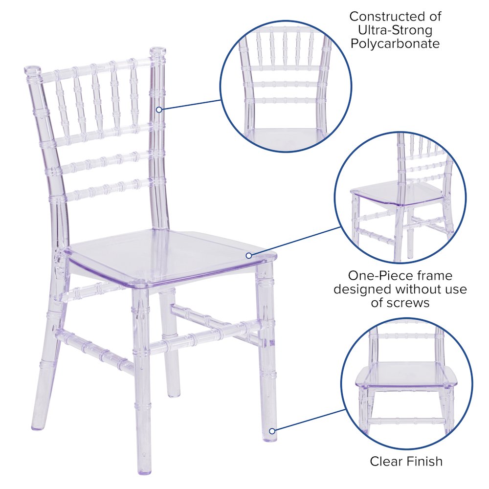 Child’s Crystal Resin Party and Event Chiavari Chair for & Residential Use