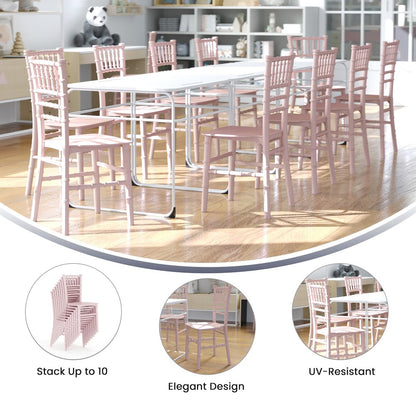 Child’s Pink Resin Party and Event Chiavari Chair for & Residential Use