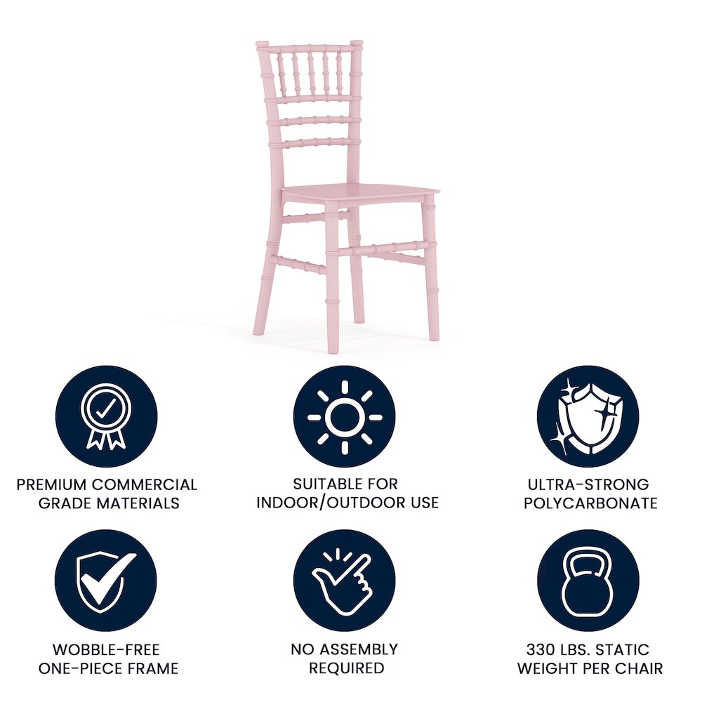 Child’s Pink Resin Party and Event Chiavari Chair for & Residential Use