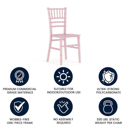 Child’s Pink Resin Party and Event Chiavari Chair for & Residential Use