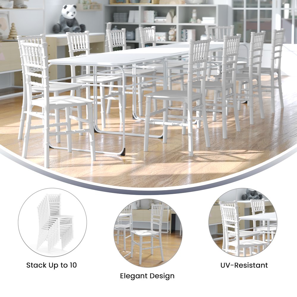 Child’s White Resin Party and Event Chiavari Chair for & Residential Use