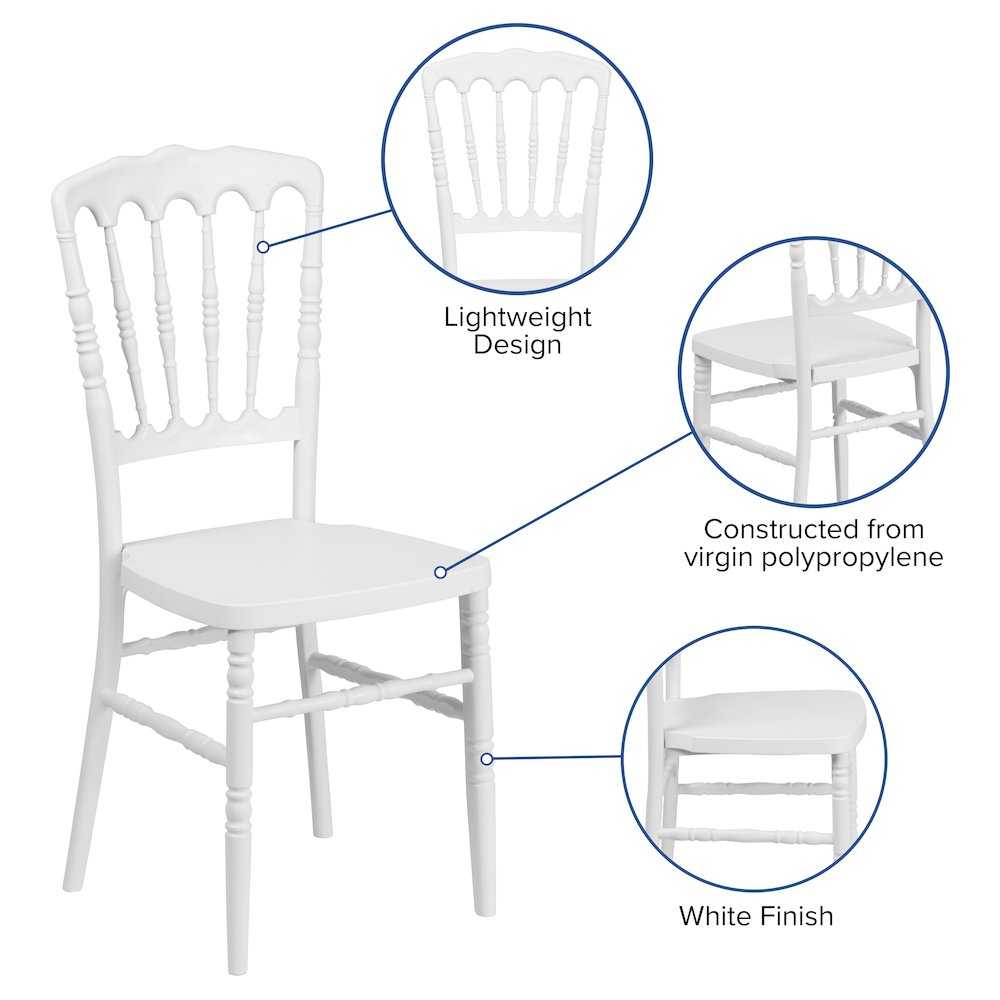 White Resin Stacking Napoleon Chair