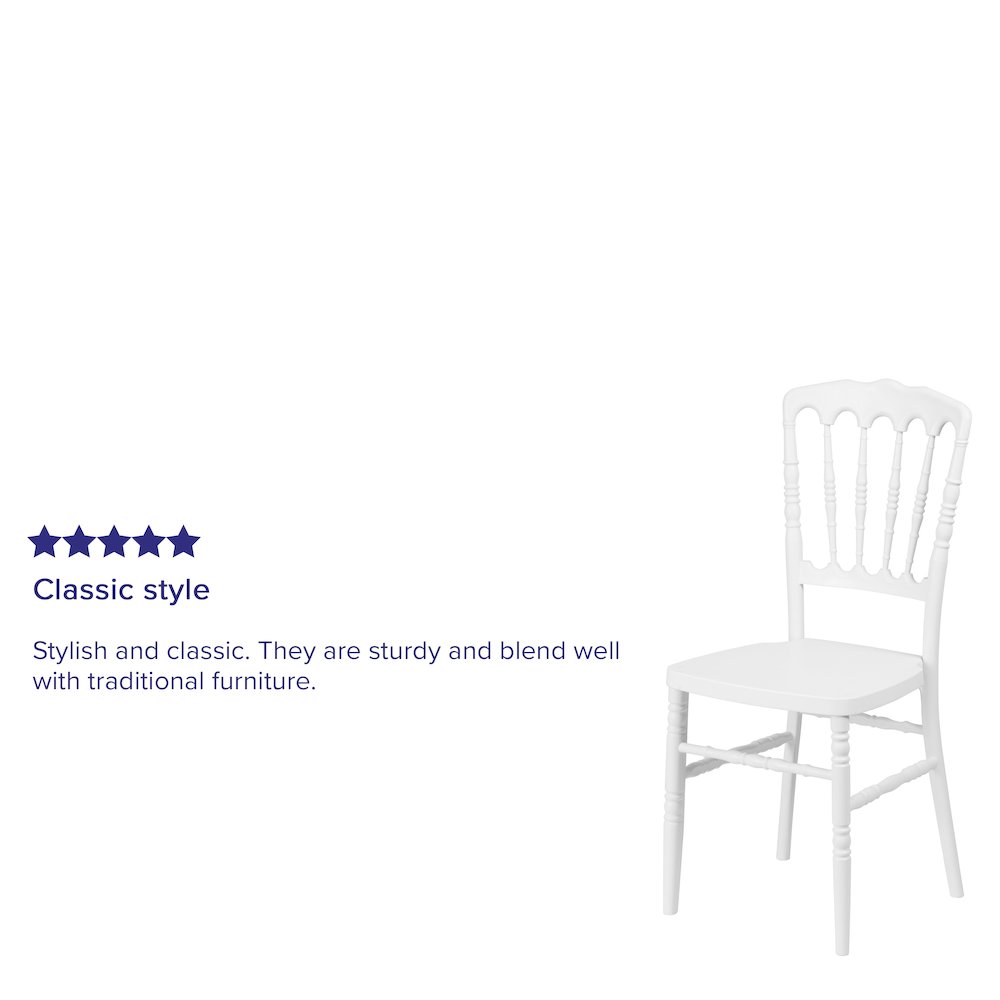 White Resin Stacking Napoleon Chair