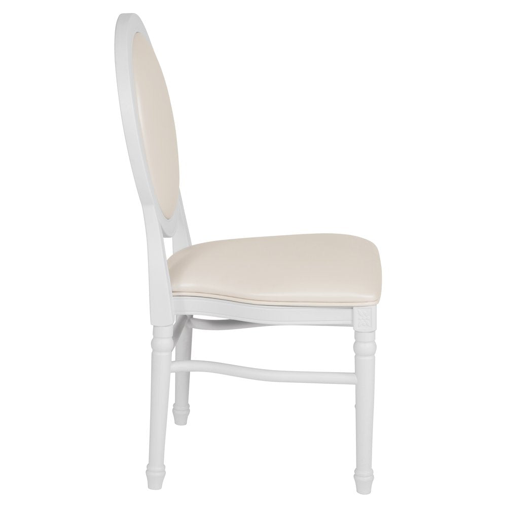 900 lb. Capacity King Louis Chair with White Vinyl Back and Seat and White Frame