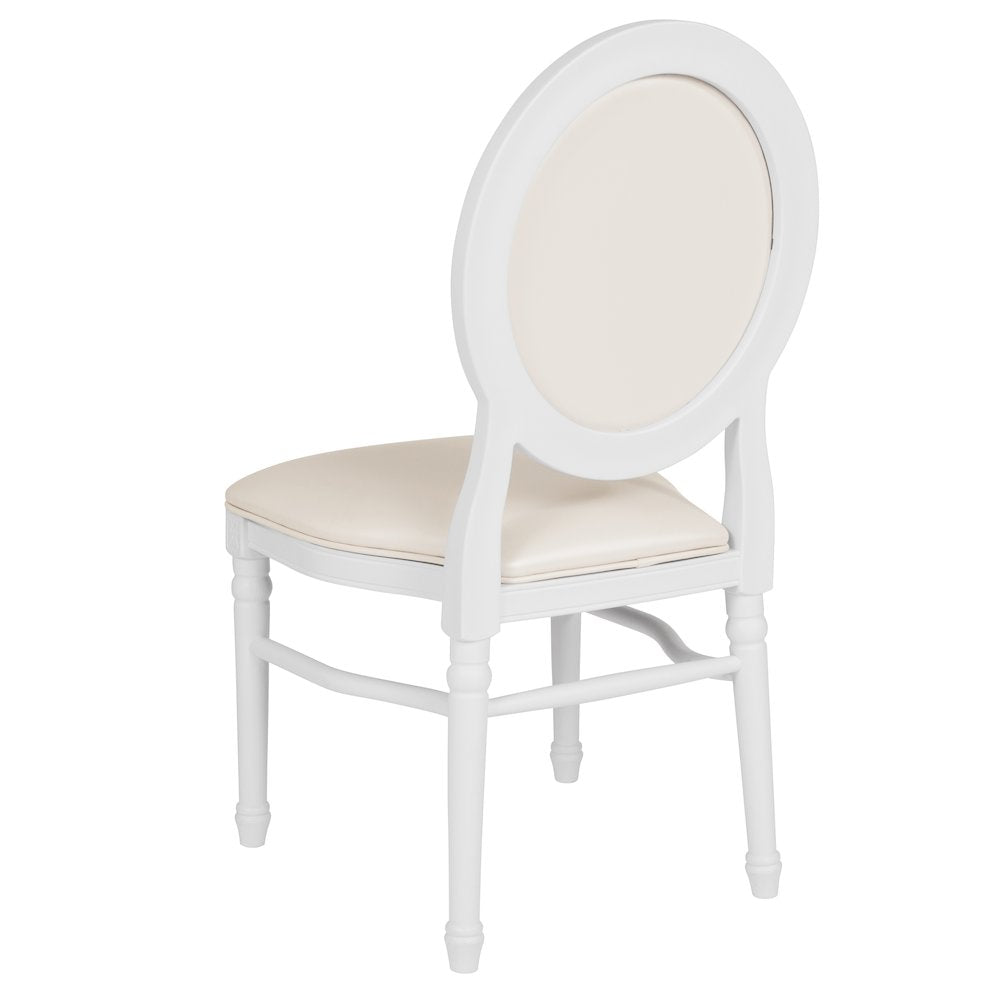 900 lb. Capacity King Louis Chair with White Vinyl Back and Seat and White Frame