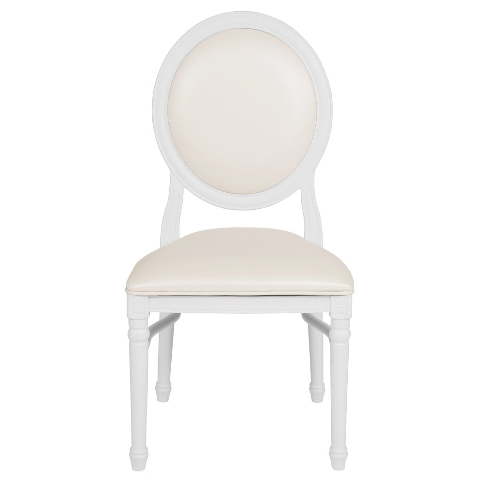 900 lb. Capacity King Louis Chair with White Vinyl Back and Seat and White Frame