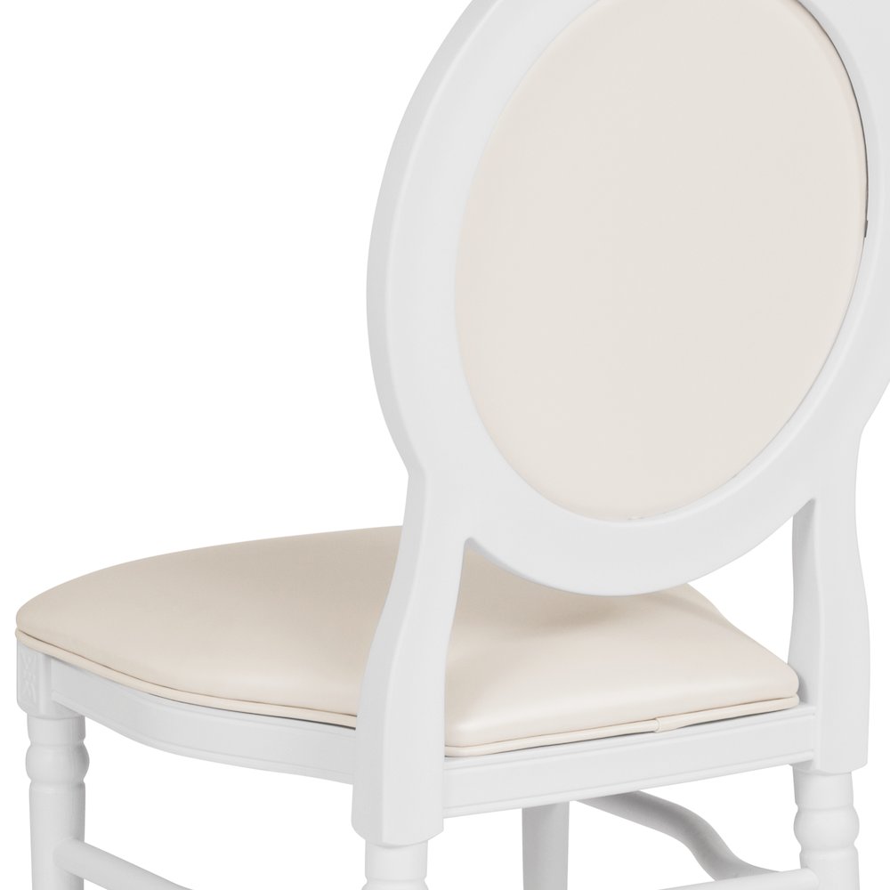 900 lb. Capacity King Louis Chair with White Vinyl Back and Seat and White Frame
