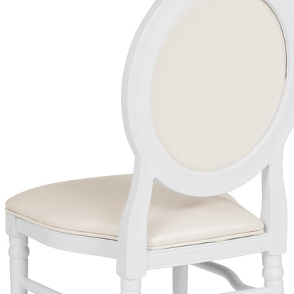 900 lb. Capacity King Louis Chair with White Vinyl Back and Seat and White Frame