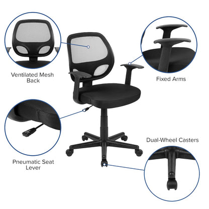 Fundamentals Mid-Back Black Mesh Swivel Ergonomic Task Office Chair with Arms