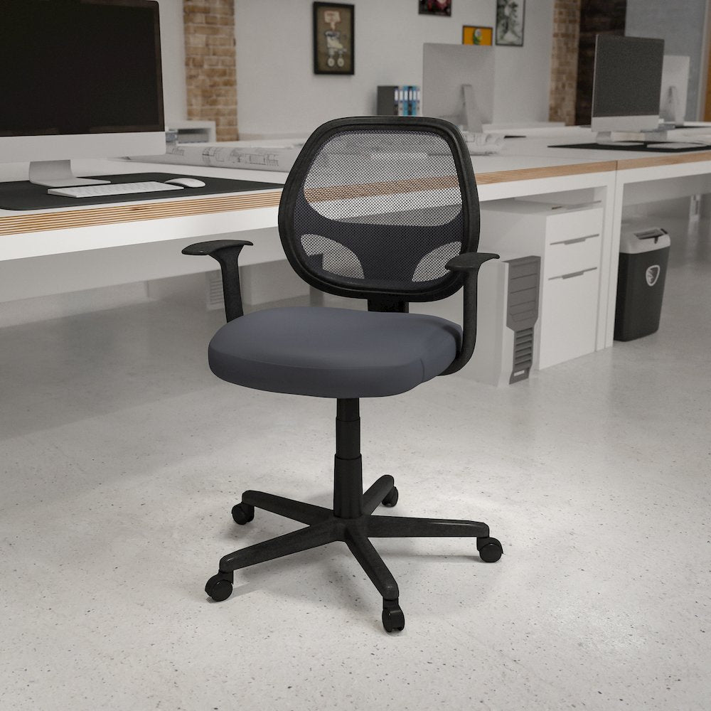 Fundamentals Mid-Back Gray Mesh Swivel Ergonomic Task Office Chair with Arms