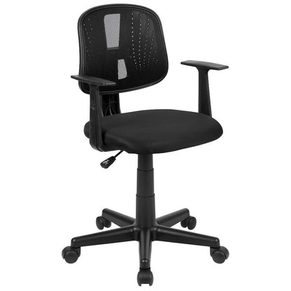 Mid-Back Black Mesh Swivel Task Office Chair with Pivot Back and Arms