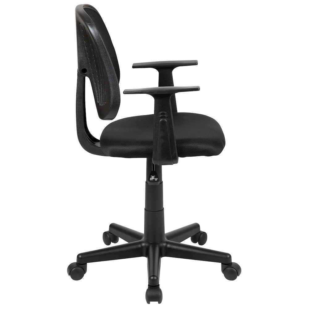 Mid-Back Black Mesh Swivel Task Office Chair with Pivot Back and Arms