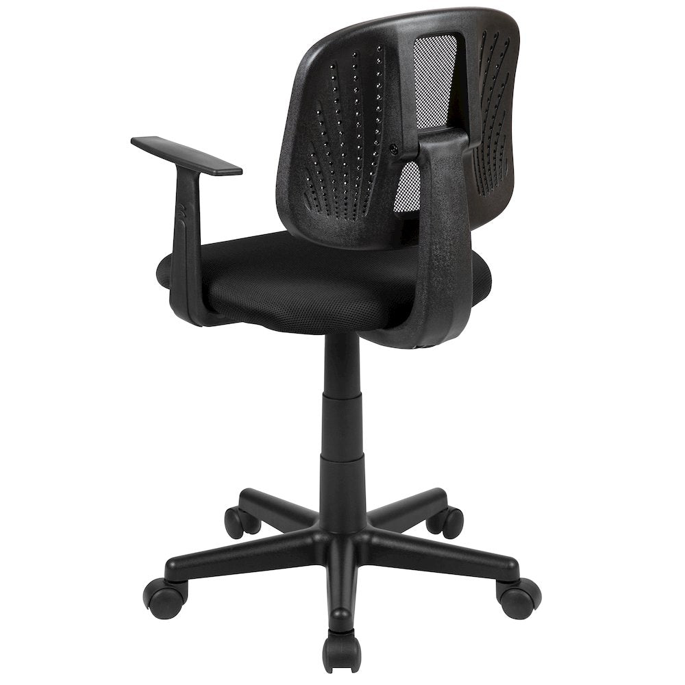 Mid-Back Black Mesh Swivel Task Office Chair with Pivot Back and Arms