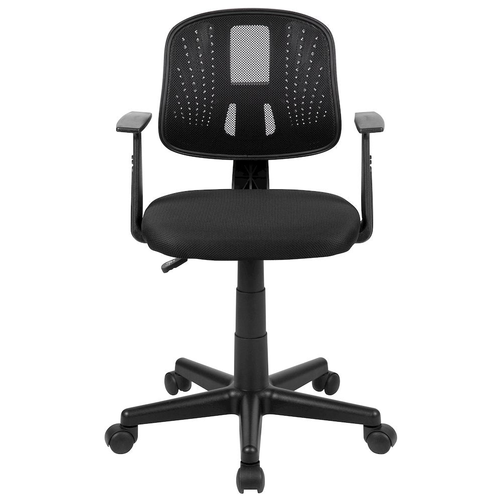 Mid-Back Black Mesh Swivel Task Office Chair with Pivot Back and Arms, BIFMA Certified