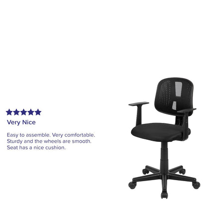 Mid-Back Black Mesh Swivel Task Office Chair with Pivot Back and Arms