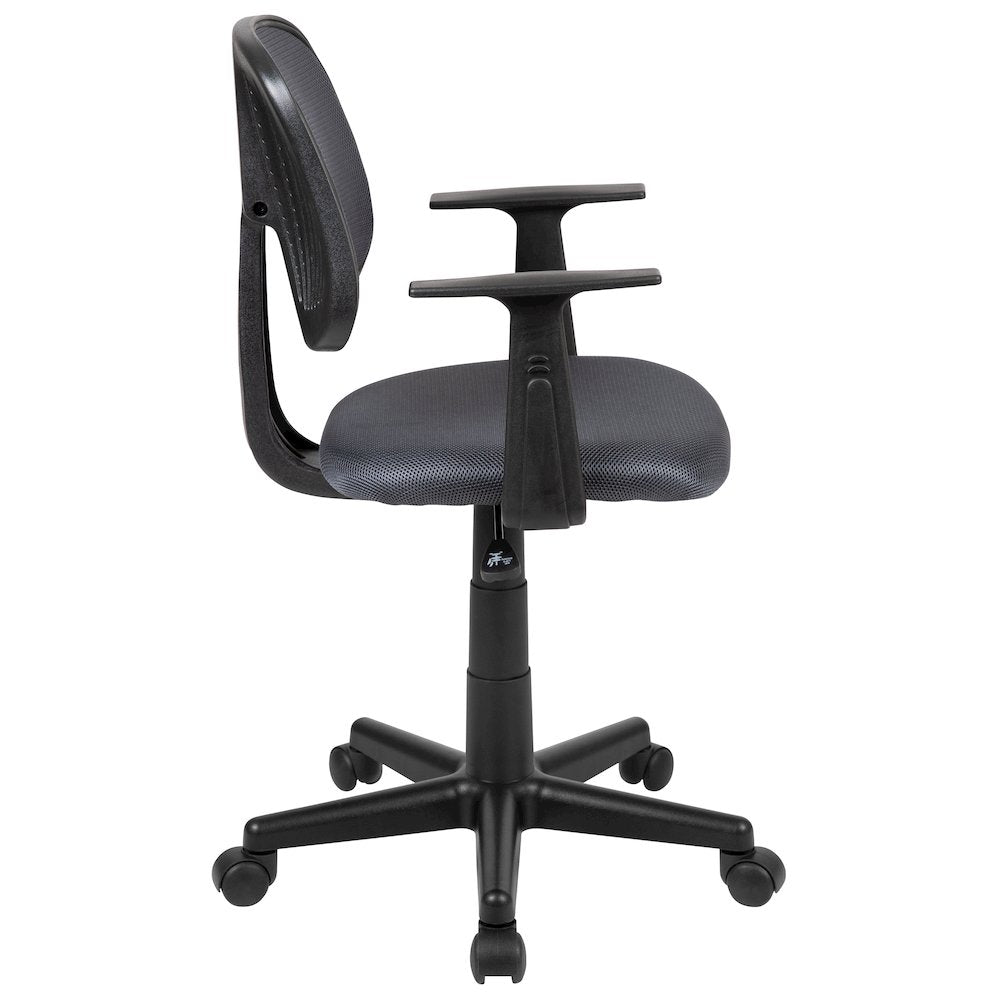 Mid-Back Gray Mesh Swivel Task Office Chair with Pivot Back and Arms
