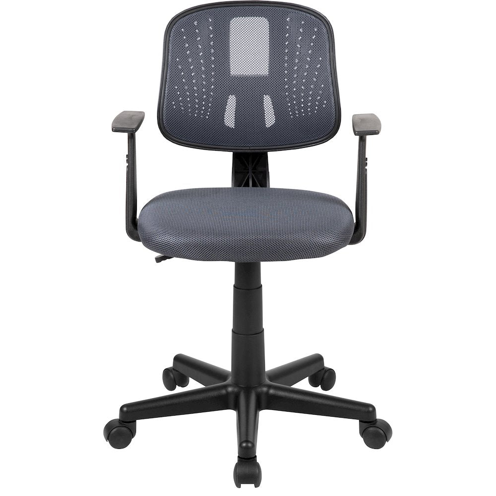 Mid-Back Gray Mesh Swivel Task Office Chair with Pivot Back and Arms