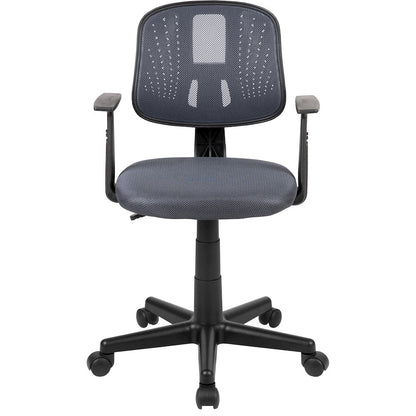 Mid-Back Gray Mesh Swivel Task Office Chair with Pivot Back and Arms