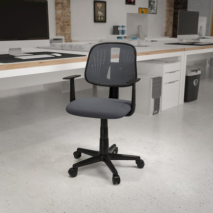 Mid-Back Gray Mesh Swivel Task Office Chair with Pivot Back and Arms