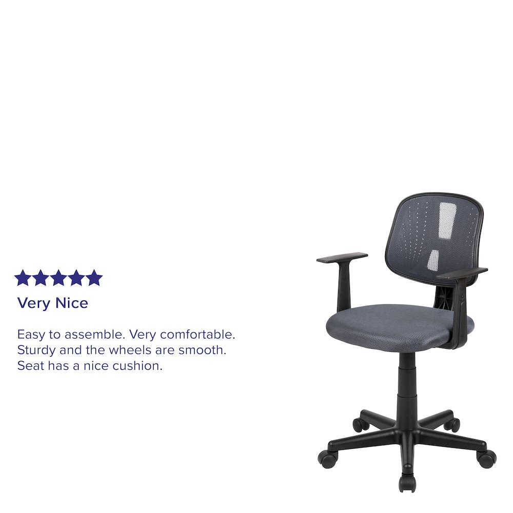 Mid-Back Gray Mesh Swivel Task Office Chair with Pivot Back and Arms