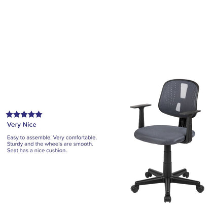 Mid-Back Gray Mesh Swivel Task Office Chair with Pivot Back and Arms