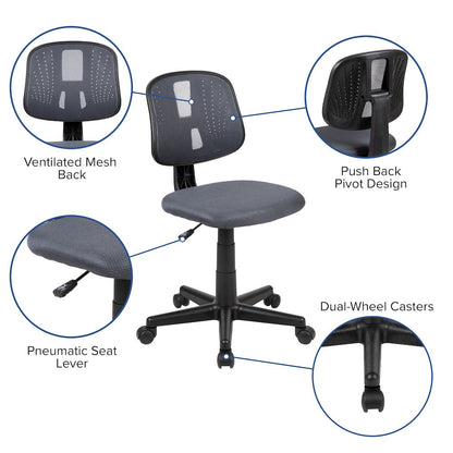 Fundamentals Mid-Back Gray Mesh Swivel Task Office Chair with Pivot Back